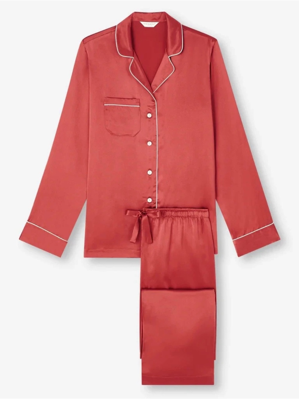 Derek Rose Red 100% Silk Pajama Set